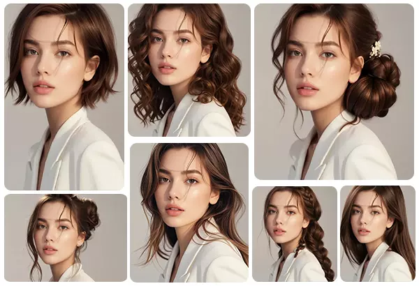 Diverse hairstyles in AI hairstyle changer