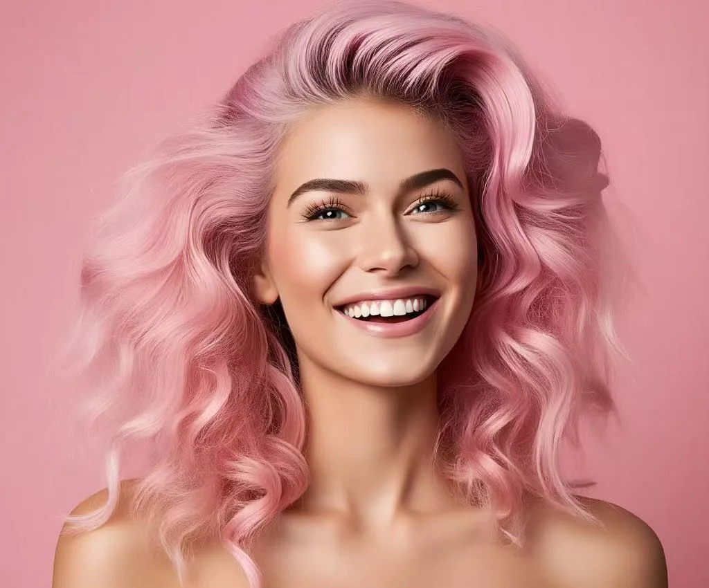 Pink curly hair